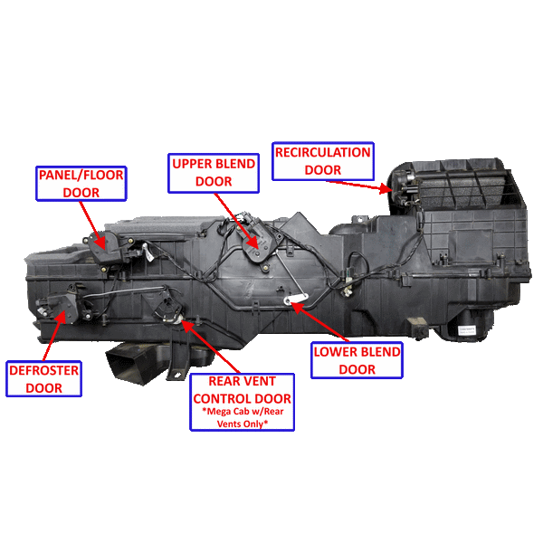 2002-2009 Cummins 5.9L/6.7L 3rd Gen Blend Door Complete Repair Kit Mega Cab - Rear Vent Only (BLND-02-09-MG) - Blend Door USA