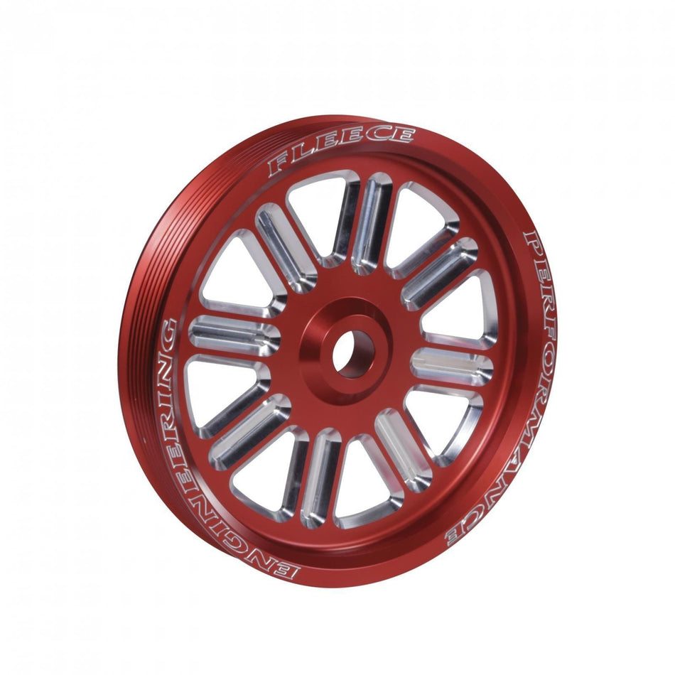 2003-2018 Cummins 5.9L/6.7L Spoke Design Dual Pump Pulley Fleece Red (FPE-34211-RED-SPK) - Fleece Performance