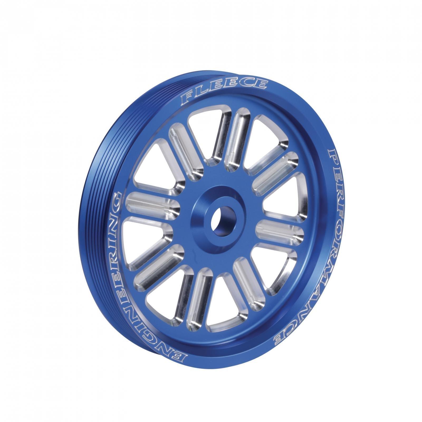 2005-2018 Cummins 5.9L/6.7L Spoke Design Dual Pump Pulley Fleece Blue (FPE-34211-BLU-SPK) - Fleece Performance