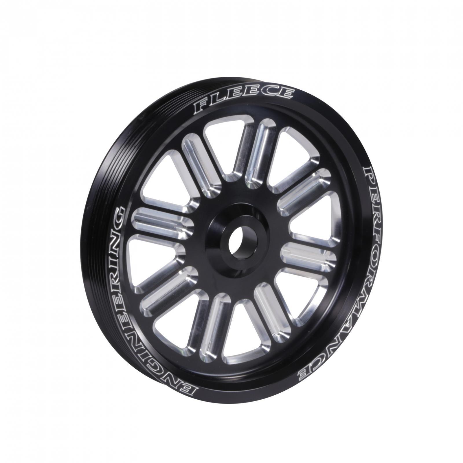 2006-2018 Cummins 5.9L/6.7L Spoke Design Dual Pump Pulley Fleece Black (FPE-34211-BLK-SPK) - Fleece Performance