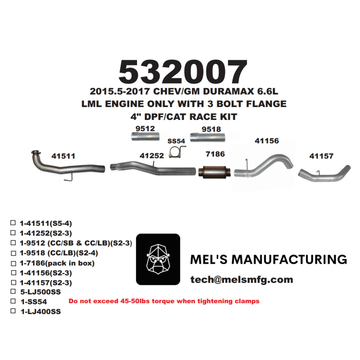 2015.5-2016 Duramax LML 5" Downpipe Back Exhaust w/ Muffler (531007) - Mel's Manufacturing