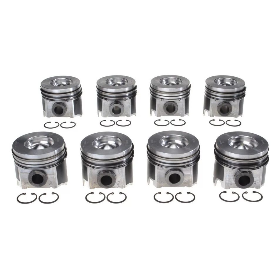 2003-2007 Powerstroke 6.0L Mahle Set of 8 Pistons w/ Rings - Standard (224-3503WR)