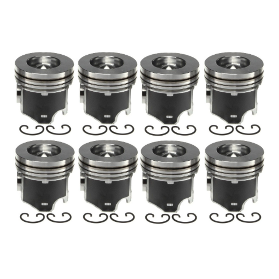 2008-2010 Powerstroke 6.4L Mahle Set of 8 Pistons w/ Rings - Standard (224-3666WR)