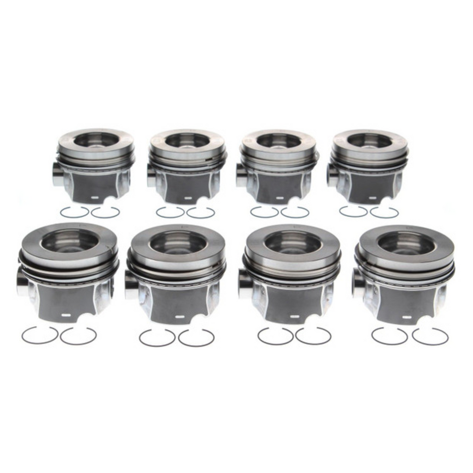 2011-2016 Duramax LML Mahle Set of 8 Pistons w/ Rings - 1.00MM - Reduced Compression (224-3985WR-1.00M)