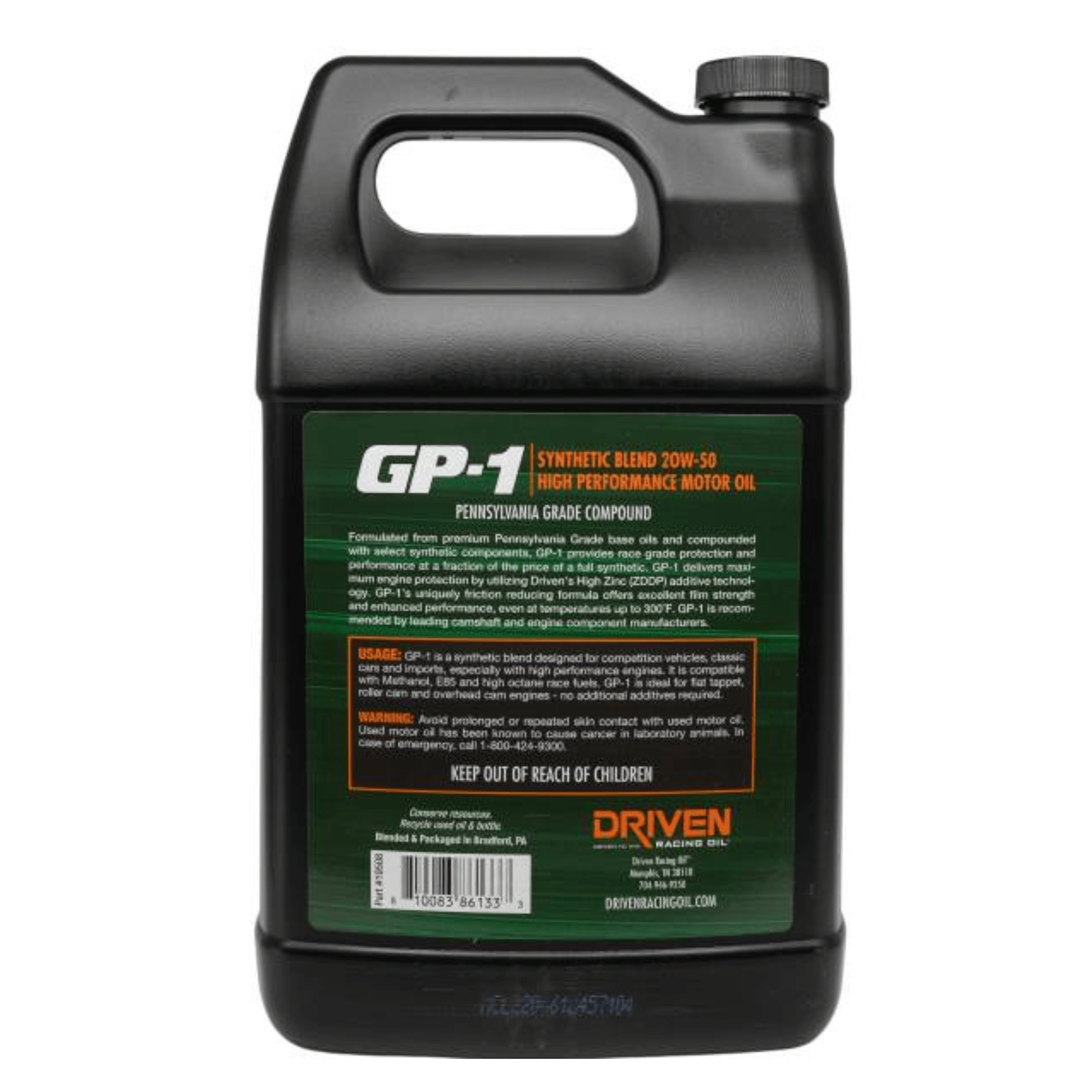 Driven Racing Oil GP-1 20W-50 Synthetic Blend High Performance Oil 1 Gallon (19508) - Driven Racing Oil