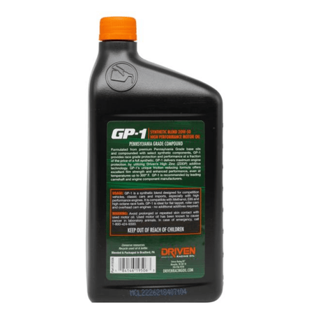 Driven Racing Oil GP-1 20W-50 Synthetic Blend High Performance Oil (19506) - Driven Racing Oil