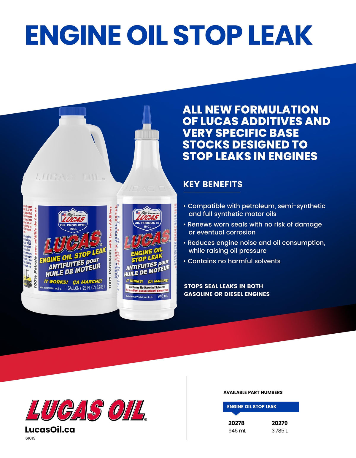 Lucas Oil Engine Oil Stop Leak (20278) - Lucas Oil